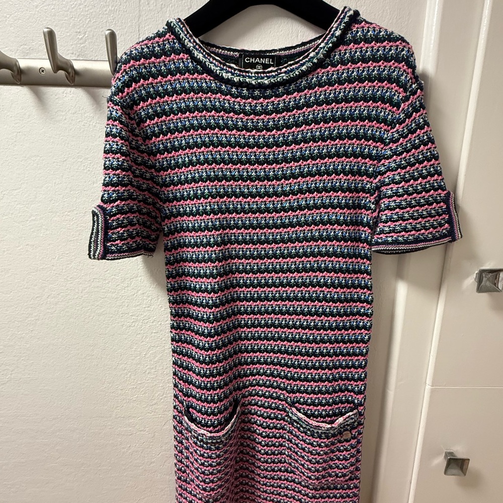 Chanel Striped Knit Dress - Pink, Blue, Black